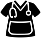 Medical scrub pocket vinyl decal, black scrub icon with stethoscope and front pocket