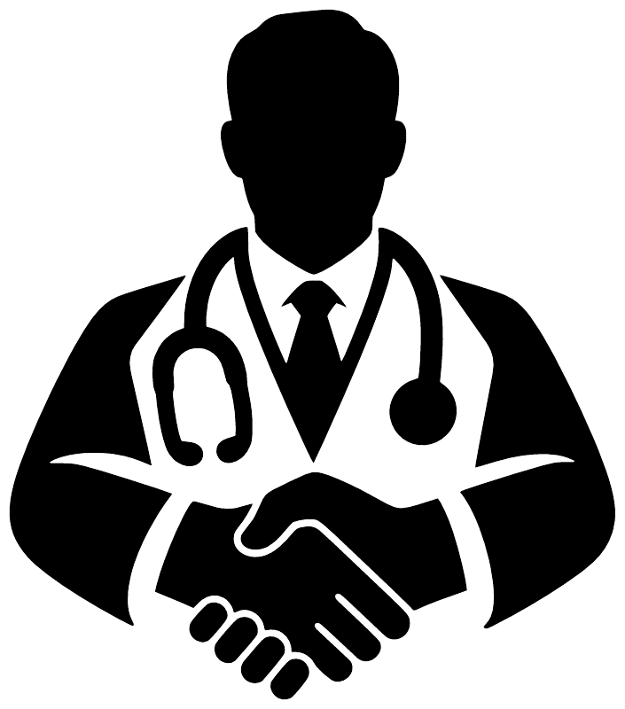 Doctor handshake silhouette vinyl decal, black doctor figure