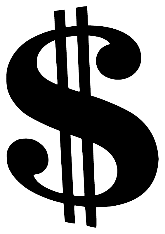 Black double-bar dollar sign vinyl decal with rounded scroll ends