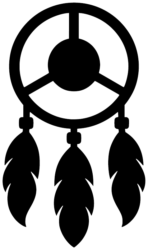 Dreamcatcher vinyl decal in black with circular ring and three hanging feathers