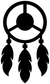 Dreamcatcher vinyl decal in black with circular ring and three hanging feathers