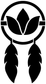 Dreamcatcher vinyl decal logo with lotus symbol and three black feather drops