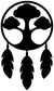 Tree canopy dreamcatcher vinyl decal, black tree silhouette with three feather drops on white circle