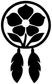 Dreamcatcher hoop vinyl decal, bold black flower center with two feather silhouettes