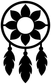 Black-and-white dreamcatcher vinyl decal with flower center and hanging feathers