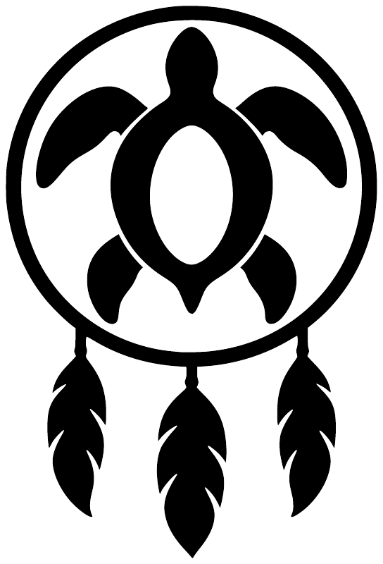 Sea turtle dreamcatcher vinyl decal, black turtle silhouette with feather dangles on white