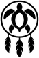 Sea turtle dreamcatcher vinyl decal, black turtle silhouette with feather dangles on white