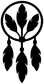 Dreamcatcher vinyl decal icon: black feather silhouette with ring and hanging charms