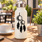 Twin hoop dreamcatcher vinyl decal with crescent moon, double rings, and three black feathers