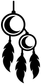 Twin hoop dreamcatcher vinyl decal: black rings with crescent moon and three dangling feathers