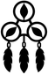 Triple hoop dreamcatcher vinyl decal close-up, black and white with three dangling feathers
