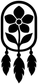 Black dreamcatcher vinyl decal with flower center and three dangling feather clusters