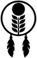Black dreamcatcher decal symbol with moon above two hanging feather shapes