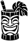 Tropical tiki vinyl drink decal, black tiki mug with straw and palm leaf