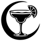 Black margarita cocktail vinyl decal with lime wedge in a crescent circle on white