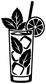 Black vinyl decal of a mint drink with straw, ice, and lime slice