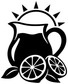 Black lemonade pitcher vinyl decal with lemon slices, leaves, and sun rays