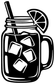 Iced tea mason jar vinyl decal close-up with straw, ice cubes, and lemon slice