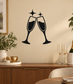 Two champagne flutes toast vinyl decal, black outline with two sparkle stars
