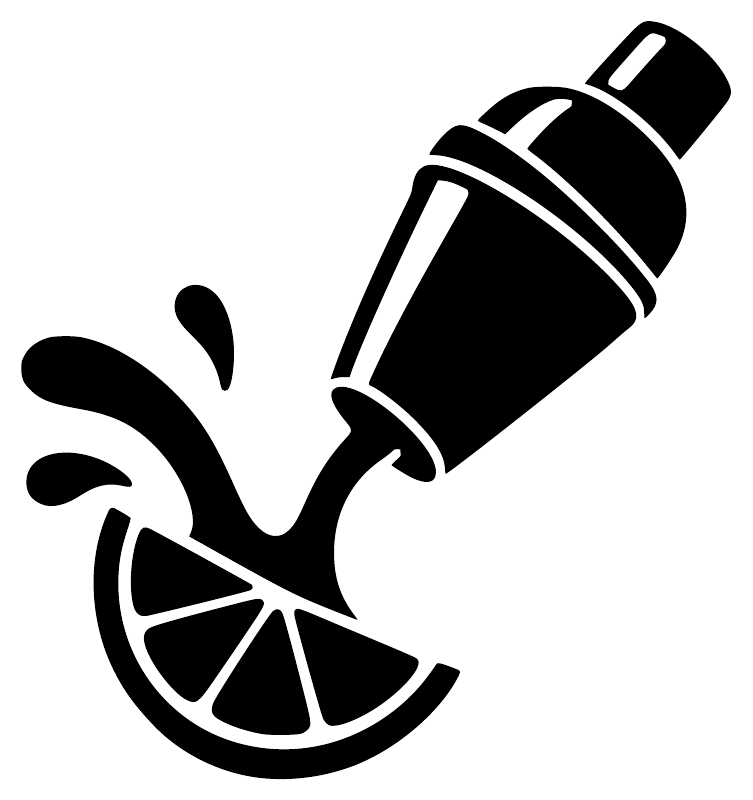 Close-up black shaker and citrus vinyl decal with lemon wedge and motion lines