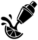 Close-up black shaker and citrus vinyl decal with lemon wedge and motion lines