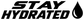 Close-up stay hydrated vinyl decal lettering with water-drop icon