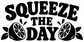 Large black 'SQUEEZE THE DAY' vinyl decal with lemon slice icons