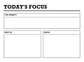 "Today's Focus" dry-erase overlay with Top Priority, Next Up, and Notes boxes