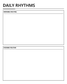 Close-up of 'Daily Rhythms' whiteboard planning overlay with morning and evening boxes