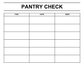 Pantry Check whiteboard grid with columns for item, have, and need