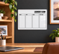 Laundry flow planning whiteboard overlay with WASH, DRY, FOLD, PUT AWAY sections
