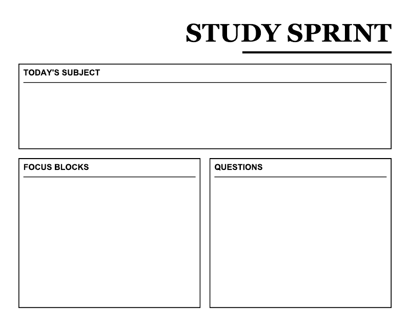 Dry-erase planning overlay with Today's Subject strip and two grid writing boxes