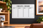 Dry-erase planning whiteboard 'Create + Share' with four panels: Ideas, Making, Ready, Shared.