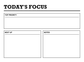 White dry-erase focus board panel with 'Today's Focus' header and boxes for notes