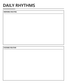 White dry-erase panel close-up with 'DAILY RHYTHMS' header and lined morning/evening fields