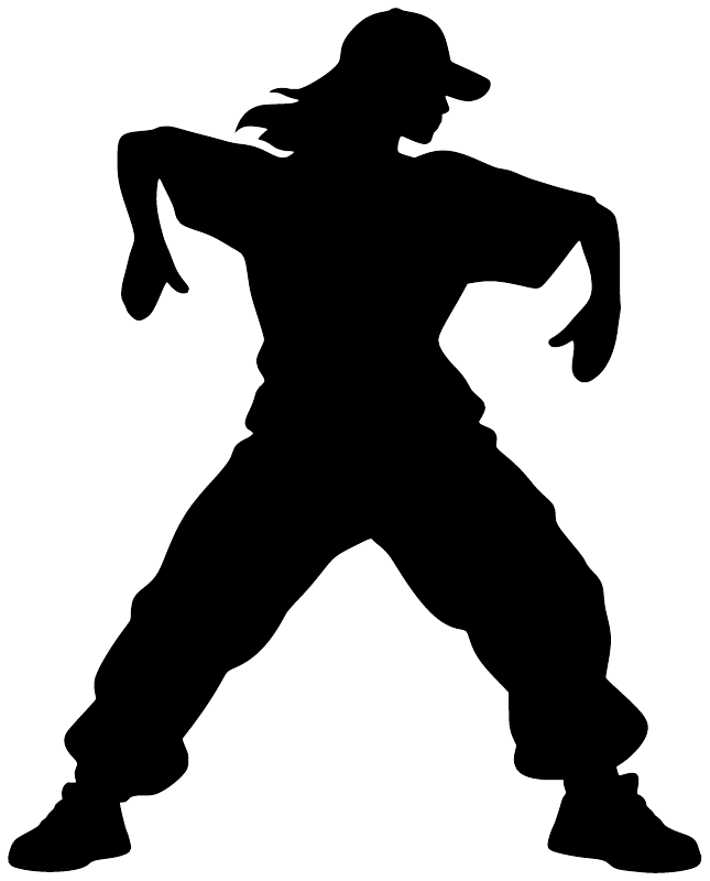 Dancer vinyl decal silhouette in black, full-body pose