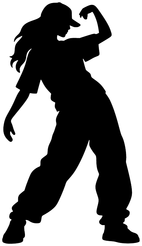 Vinyl decal silhouette of a dancing performer in black