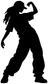 Vinyl decal silhouette of a dancing performer in black