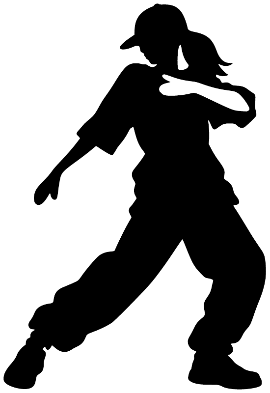 Vinyl decal featuring black dubstep dancer silhouette in mid-step