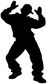 Black vinyl decal silhouette of a dancing dubstep figure with raised fists