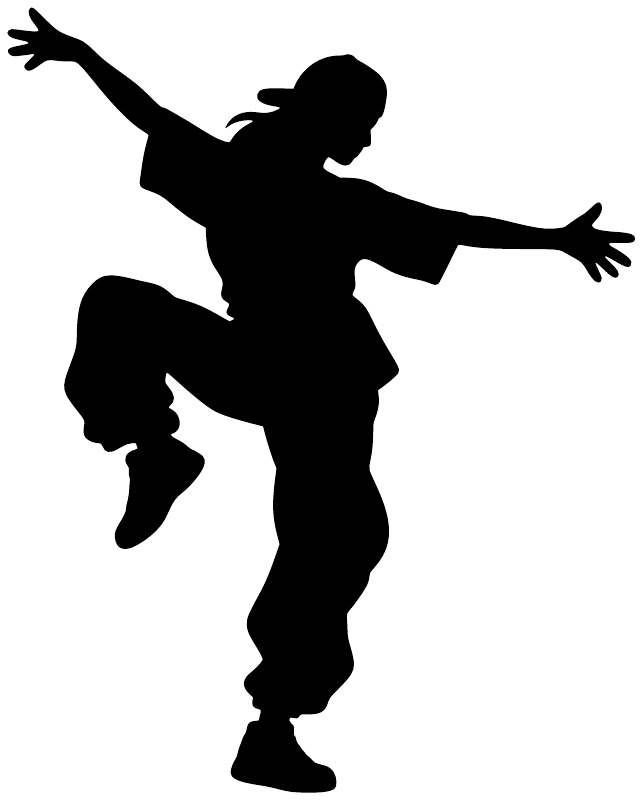 Black dancing silhouette vinyl decal on white background