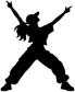 Black vinyl decal silhouette of a dubstep dancer with raised arms