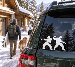 Car rear window vinyl decal of two dubstep dancers silhouettes