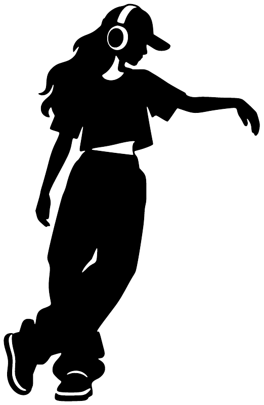 Black headphone dancer vinyl decal silhouette with over-ear headphones