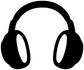 Headphone emblem vinyl decal featuring black over-ear headphones with white highlights