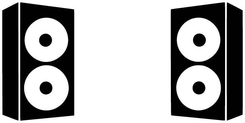 Vinyl speaker cabinet decal pair: two black boxes with two white woofer circles