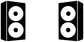 Vinyl speaker cabinet decal pair: two black boxes with two white woofer circles