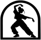 Vinyl decal graphic: black dubstep dancer silhouette inside a white arched frame