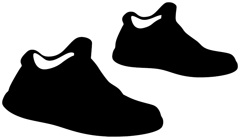 Vinyl sneaker decal pair: two black sneaker silhouettes with white highlights