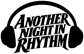 Black and white vinyl decal with 'Another Night In Rhythm' lettering and headphones